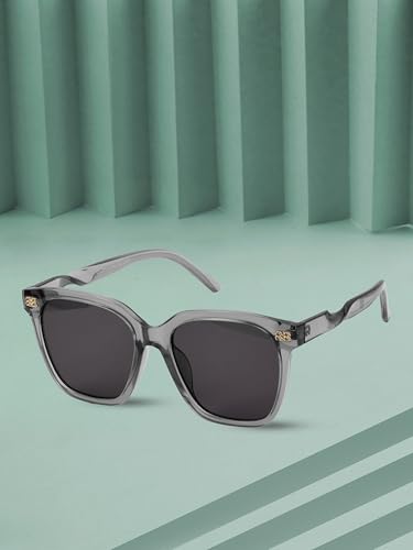 Carlton London Women UV Protected Black Lens Grey and Gold Toned Cateye Sunglasses
