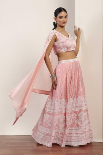 Rangriti Polyester Printed Kalidar Festive Top With Skirt And Dupatta