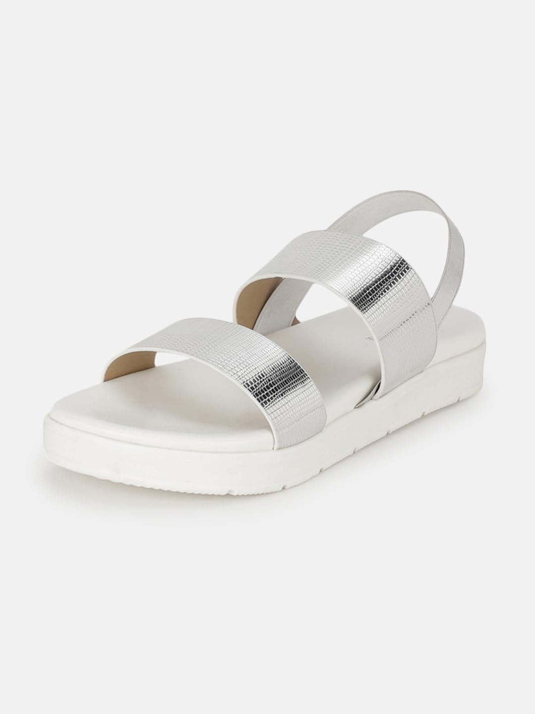 Marc Loire Women Embellished Platform Heel Fashion Sandal with Adjustable Ankle Strap (Silver, 4)