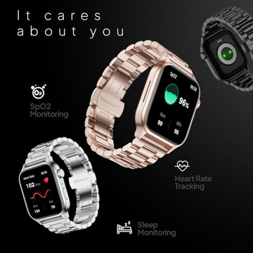 Fire-Boltt Rise Luxe Bluetooth Calling Smart Watch, 1.85”HD Display,AI Outfit Watch Face, 2 Looks in 1 Watch, Extra Straps at ₹99, 120+ Sports Modes, Metal Smartwatch for Men & Women (Rose Gold)