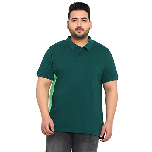 Urbano Plus Men's Green Colour-Block Regular Fit Half Sleeve Cotton Polo T-Shirt (pluspolocbp-015-grnmnt)