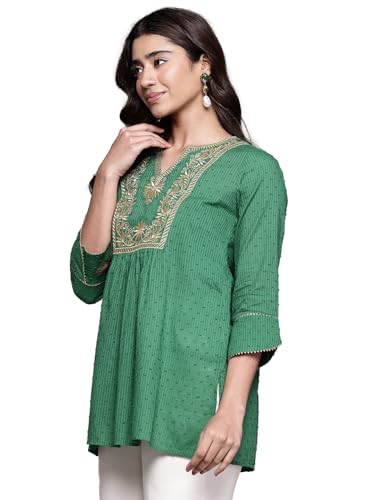 Aarke Ritu Kumar Emerald Green Nirali Solid Full Sleeve Kurti