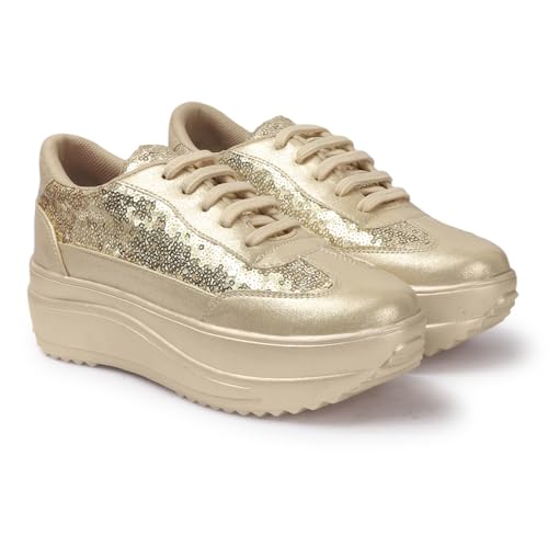 Vendoz Women Party & Casual Glitter Wedding Sneakers Gold