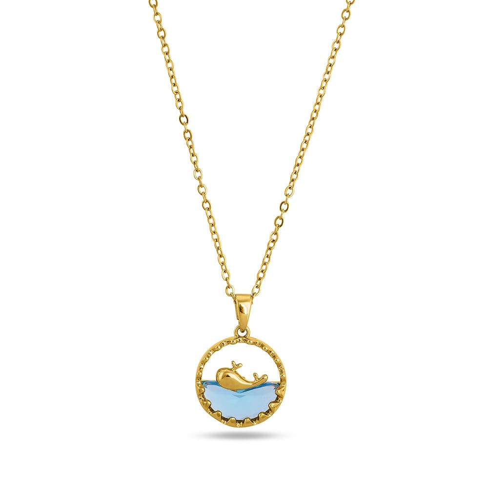 PALMONAS Gold Whale Pendent Necklace for Womens - Waterproof & Anti-Tarnish