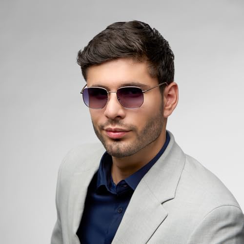 John Jacobs Grey | Full Rim Hexagonal Stylish & Premium Sunglasses | JJ Acetate | Polarized and 100% UV Protected | Men & Women | Extra Narrow | JJ S12807S
