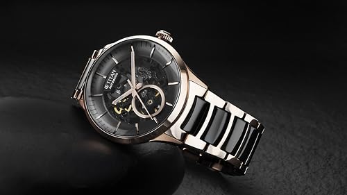 Titan Ceramic Fusion Automatic Anthracite Dial Two Toned Rose Gold and Grey Stainless Steel Bracelet Watch for Men - NT90174KD03