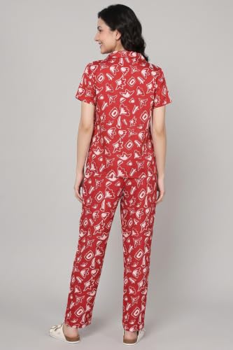 Zivame Satin Pyjama Set - Barbados Cherry, 2XL