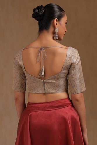 Soch Womens Grey Tussar Floral Print Padded Blouse