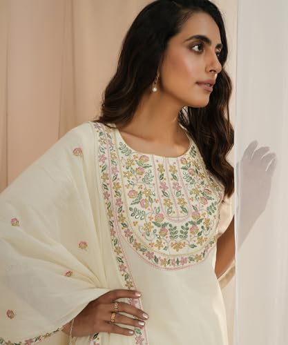 Libas Womens Yoke Design Cotton Straight Kurta With Salwar and Dupatta