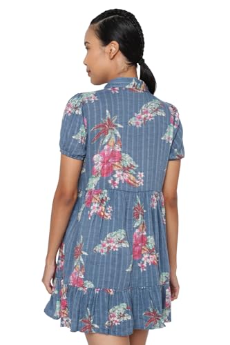 American Eagle Women's Cotton Blend A-Line Mini Dress (WES0397222400_Blue