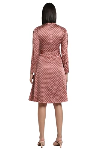 Allen Solly Women's Polyester Blend Modern Knee-Length Dress (AHDRWRGFQ60089_Brown