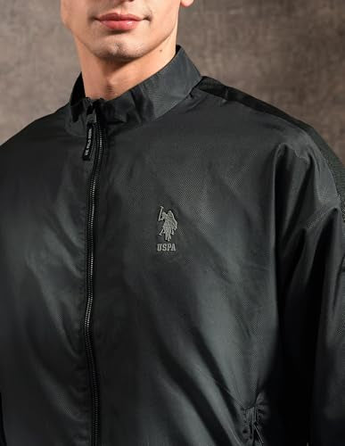 U.S. Polo Assn. Denim Co. Men's Black & Gold Regular Fit Jacket (UDJCK121A_Dark Grey_XL)