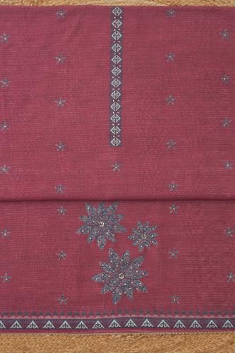 Soch Womens Maroon Art Silk Floral Dress Material With Sequins