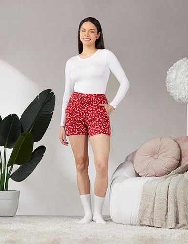 Max Women All-Over Printed Knit Shorts (SP23BOTTOM17RED)_XS