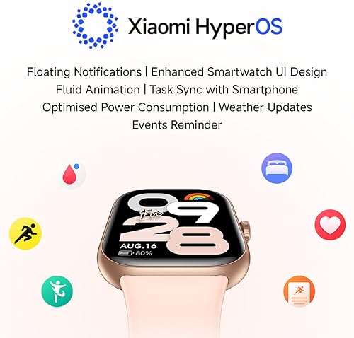 Redmi Move Smartwatch | 1.85" AMOLED (390×450, 600 nits) | Bluetooth Calling | 140+ Sports | 24×7 HR & SPO₂ | AOD | Up to 14-Day Battery | HyperOS (Black Drift Strap)