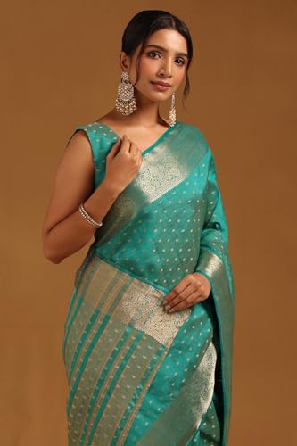 Soch Womens Teal Art Silk Zari Woven Saree