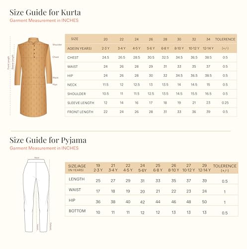Manyavar Blended Cotton Digital Print Kurta Pyjama Set for Child(6-8 years)