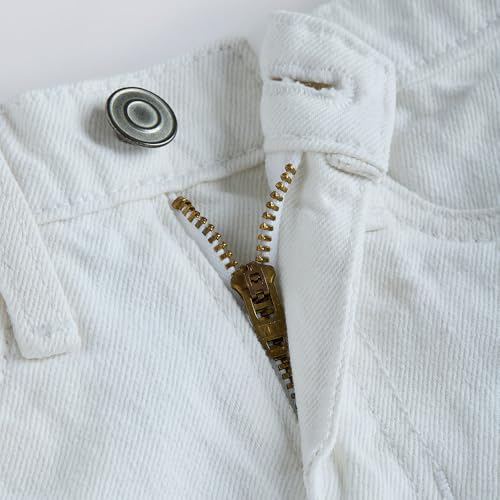 Hopscotch Girls Floral Applique Straight Fit Jean in White Color for Age (4-5 Years)