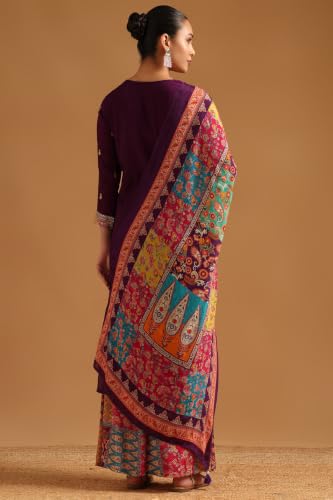 Soch Womens Purple Viscose Blend Ethnic Motifs Salwar Suit With Sequin