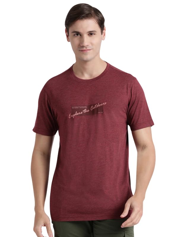 Wildcraft Stylish Men Polyester Kooltex Crewneck Graphic T-shirt - | Half Sleeve Regular Fit T-shirt for Mens (Wine, L)