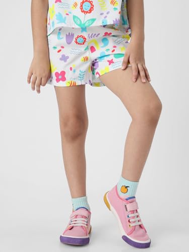 Nauti nati Girls Printed Shoulder Strap Pure Cotton Top with Shorts