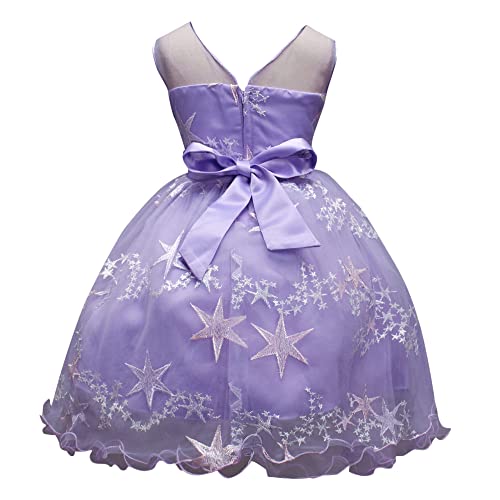 Hopscotch Girls Fit And Flare Knee-Length 0 Party Dresses in Lavender Color for Ages 6-7 Years