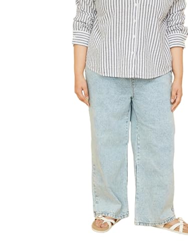Max Women Washed Wide Leg Jeans (Blue_5XL)