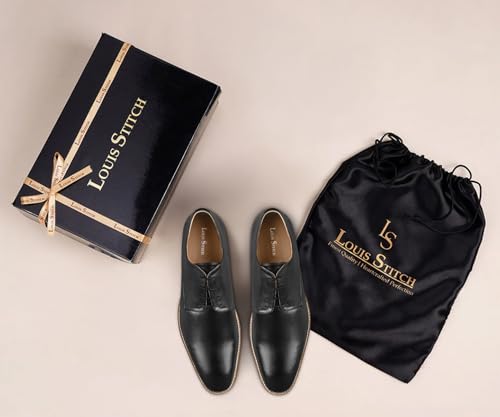 LOUIS STITCH Jet Black Casual Shoes for Men | Ultra Lightweight and Comfortable | Cushioned Footbed Men’s Derbys | LSMX-PL | UK-11