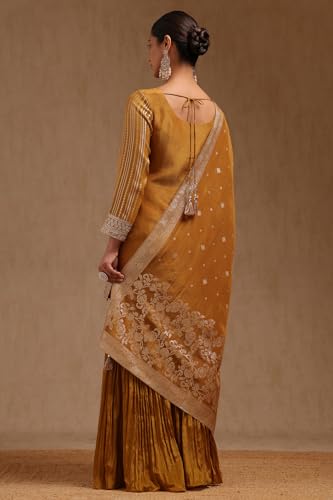Soch Womens Mustard Tissue Zari Woven Suit Set With Mirror And Stone