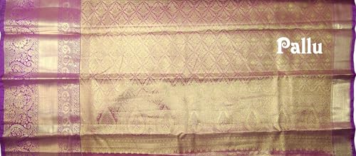 VFCollections Women's Traditional Handloom Kanchipuram Silk Pure Pattu Sarees | Rich Zari Woven Design | Bridal Saree | Unstitched Blouse (VFC630-2)
