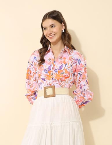 U.S. POLO ASSN. Relaxed Fit Floral Printed Shirt (UWSS25SHT187_Multi-Colour_XL)