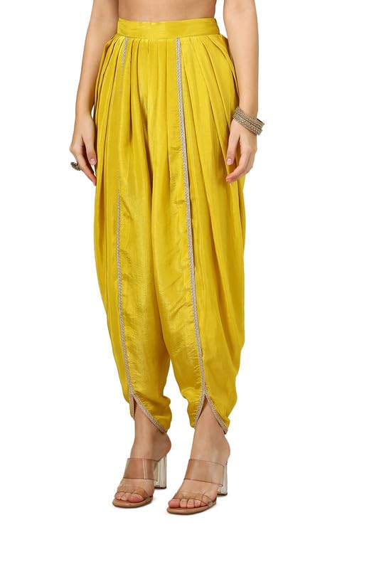 Soch Womens Mustard Tissue Woven Design Suit Set With Cutdana