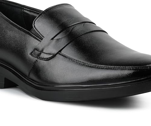 LOUIS STITCH Jet Black Lightweight Slip-On Moccasin Shoe | Formal Shoes for Men | LSFXSOJB | UK-6