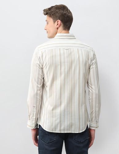 U.S. Polo Assn. Denim Co. Men's Vertical Striped Regular Fit Shirt (UDSHT2238_Khaki_39)