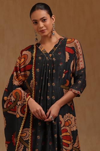 Soch Women's Muslin Salwar Suit Set (EWA5CD22274_Charcoal