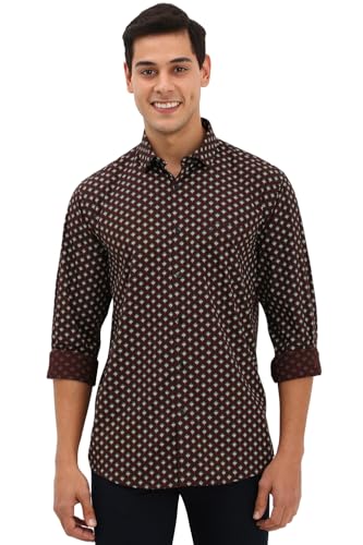 Allen Solly Men Brown Slim Fit Print Full Sleeves Casual Shirts