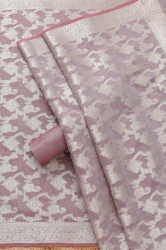 Soch Womens Lavender Chanderi Zari Woven Unstitched Dress Material With Zari Woven