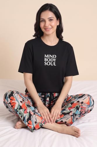 Zivame Abstract Print Cotton Loungewear Set - Tap Shoe, L