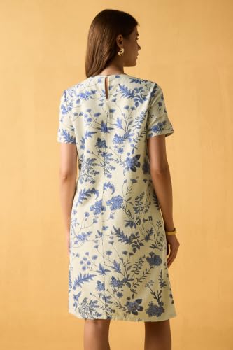 Women White Print Knee Length Casual Dress