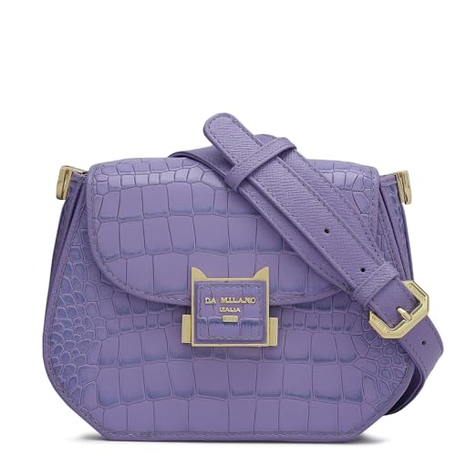 Da Milano Genuine Leather Purple Sling Bag (01791) (Small)
