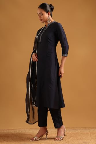 Soch Womens Navy Blue Art Silk Zari Embroidered Salwar Suit