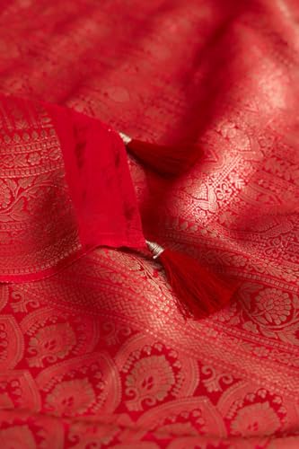 Taneira Women Red Viscose Crepe Woven Saree with Unstitched Blouse Piece (SAPP01AD1003-Red)