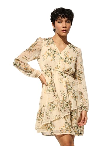 ONLY Women's Regular Fit Beige Dress