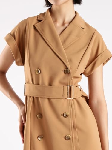 Polyester Notch Collar Shirt Dress