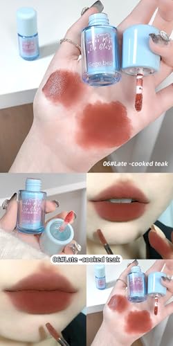 Gege Bear Powder Mist Lip Glaze | Ultra-Fine Soft Matte Finish | Lightweight & Long-Lasting | 6 Gorgeous Shades | Fluffy Cloud Lip Tint Effect | Smooth & Luxurious Texture | Modern & Chic Lip Makeup for Women (03# Rose, 2.5g)