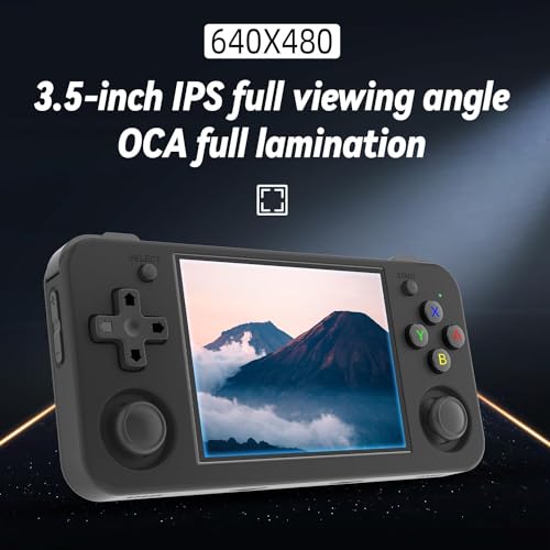 New World Anberni-c RG35XX H Retro Handheld Game Console 3.5 in IPS Screen Built-in 3300mAH Battery 64G TF Card , Classic Games Console (Black)