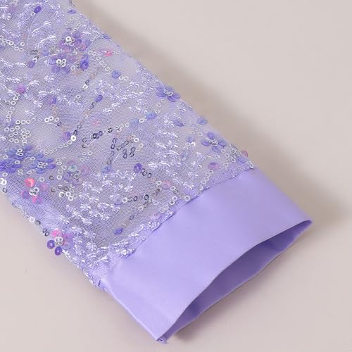 Hopscotch Girls Purple Full Sleeves Sequinned Floral Party Dress for Age (4-5 Years)