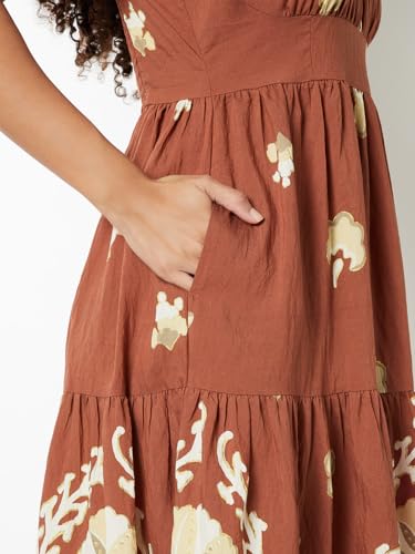 Max Women Printed A-line Dress (Maroon_L)