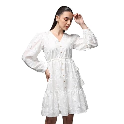 Kazo Regent Mini Dress with Belt (White_XL)