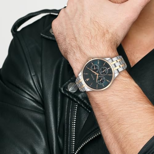 Titan Regalia Opulent LII Quartz Multifunction Teal Green Dial Two Toned Silver and Rose Gold Stainless Steel Strap Watch for Men - NT90127KM02